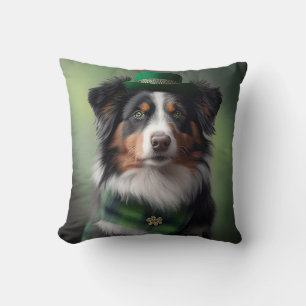 australian shepherd saint patrick cushion