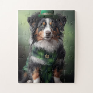 australian shepherd saint patrick jigsaw puzzle