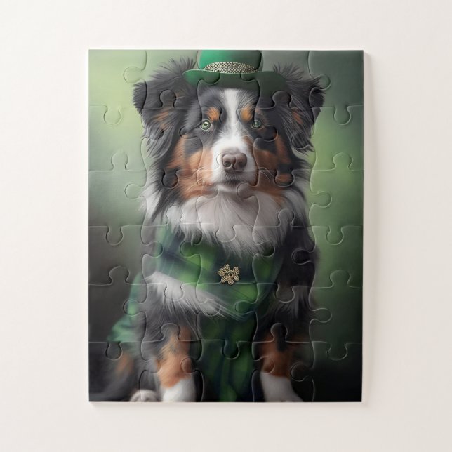 australian shepherd saint patrick jigsaw puzzle (Vertical)