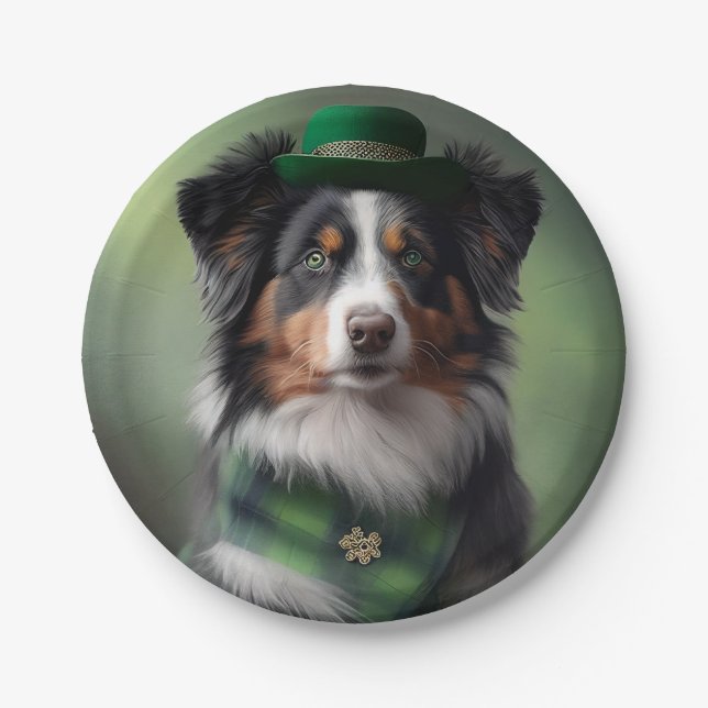 australian shepherd saint patrick paper plate (Front)