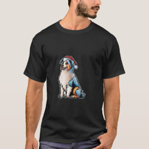 Australian Shepherd Santa Claus Hat Merry Christma T-Shirt