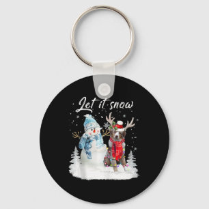 Australian Shepherd Santa Dog Christmas Snowman Xm Key Ring