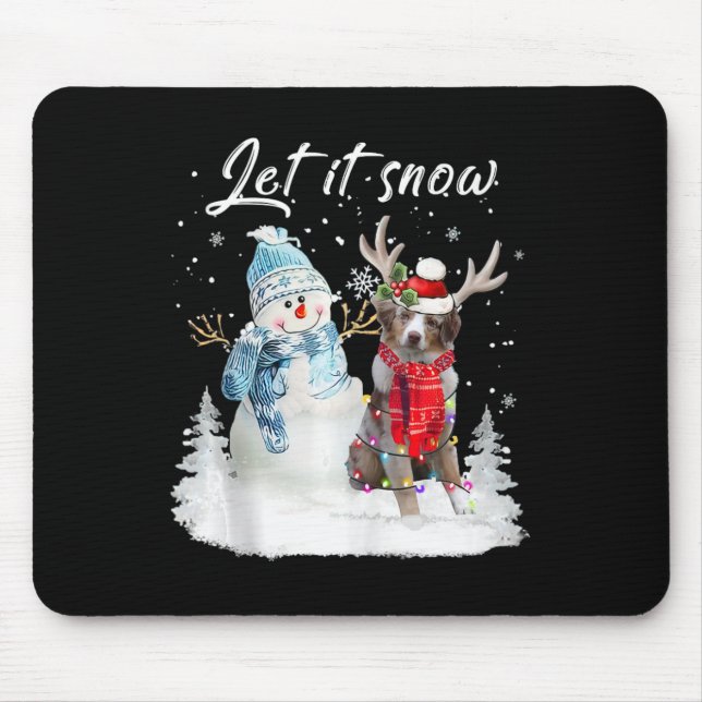 Australian Shepherd Santa Dog Christmas Snowman Xm Mouse Mat (Front)