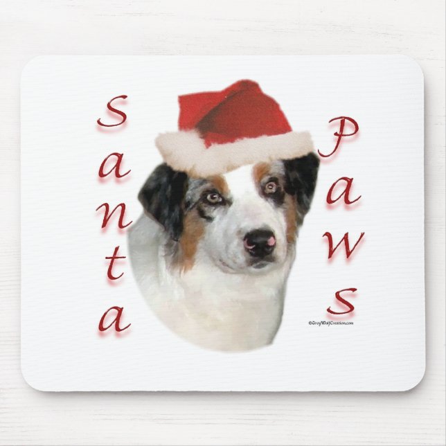 Australian Shepherd Santa Paws Mouse Mat (Front)