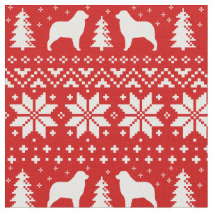 Australian Shepherd Silhouettes Christmas Pattern Fabric