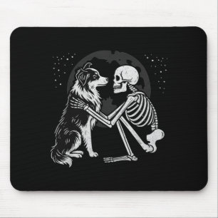 Australian Shepherd Skeleton Moon Halloween Dog Mouse Mat