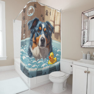 Australian Shepherd Sloppy Sleepy Cute Funny Shower Curtain