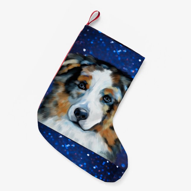 Australian Shepherd  Small Christmas Stocking (Front (Hanging))