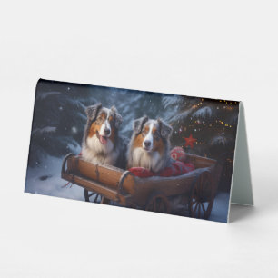 Australian Shepherd Snowy Sleigh Christmas Decor