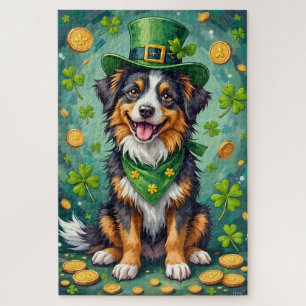 Australian Shepherd St Patrick’s Day Lucky Dog Jigsaw Puzzle
