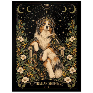 Australian Shepherd, Starlit Tarot Art Postcard