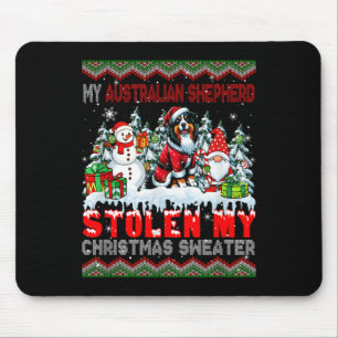 Australian Shepherd Stolen Christmas Sweater Santa Mouse Mat