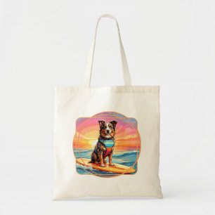 Australian Shepherd Surfing Dog Tote Bag