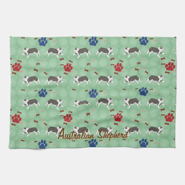 Australian Shepherd Tea Towel (Horizontal)