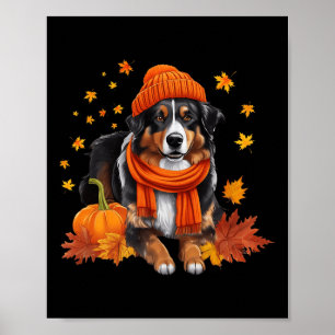 Australian Shepherd Thanksgiving Pumpkin Dog Fall Poster