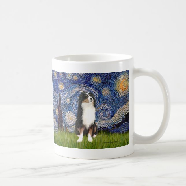 Australian Shepherd (Tri2) - Starry Night Coffee Mug (Right)