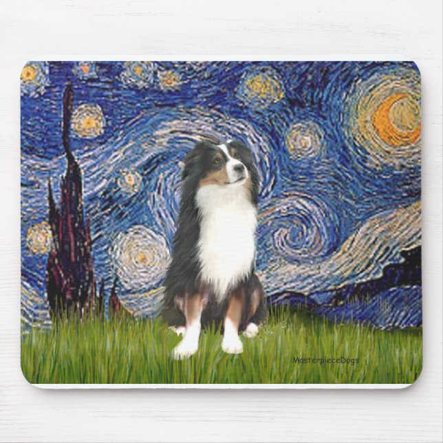 Australian Shepherd (Tri2) - Starry Night Mouse Mat (Front)