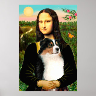 Australian Shepherd (tri) & Mona Lisa Poster