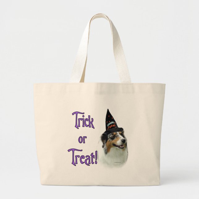 Australian Shepherd Trick Large Tote Bag (Front)