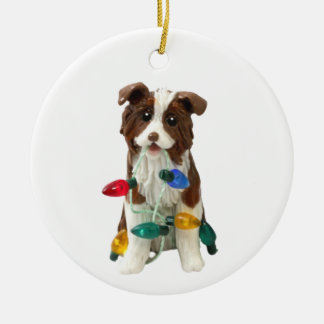 Australian Shepherd Tricolor Red Tricolor Ceramic Tree Decoration