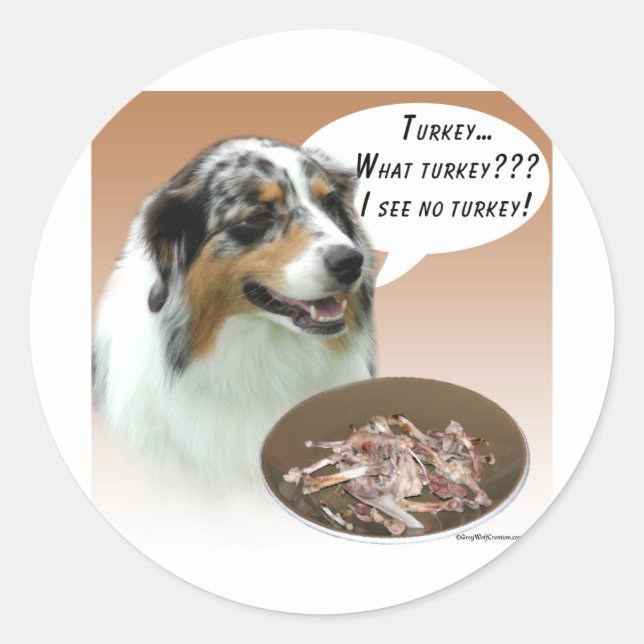 Australian Shepherd Turkey Classic Round Sticker (Front)