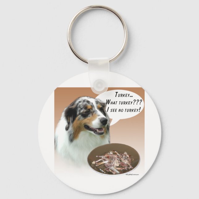 Australian Shepherd Turkey Key Ring (Front)
