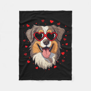 Australian Shepherd Valentine Heart Cute Dog Lover Fleece Blanket