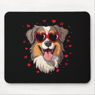 Australian Shepherd Valentine Heart Cute Dog Lover Mouse Mat