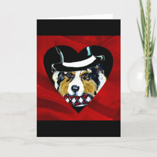 Australian Shepherd Valentine Holiday Card