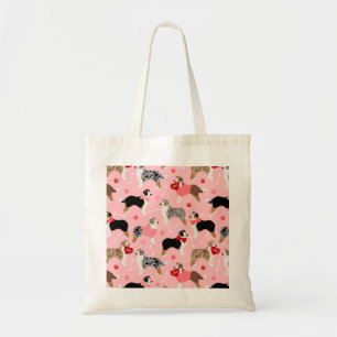 Australian Shepherd Valentine Pattern Tote Bag