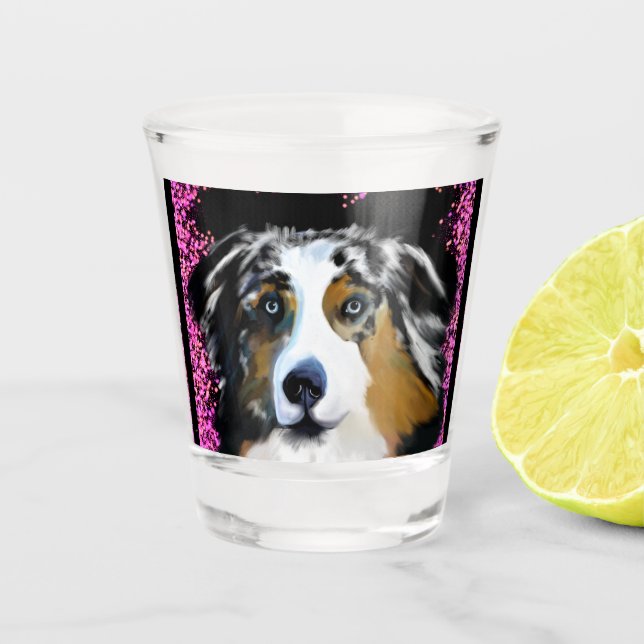 Australian Shepherd Valentine Shot Glass (Front)