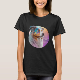 Australian Shepherd Vaporwave Retrowave Aesthetic  T-Shirt