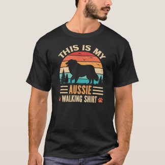 Australian Shepherd Walking Aussie Dog Walker T-Shirt