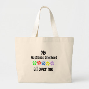 Australian Shepherd Walks Design Large Tote Bag