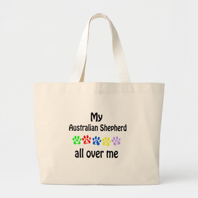 Australian Shepherd  Walks Design Large Tote Bag (Front)