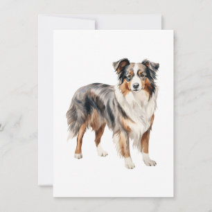 Australian Shepherd watercolor clipart Australian Thank You Card
