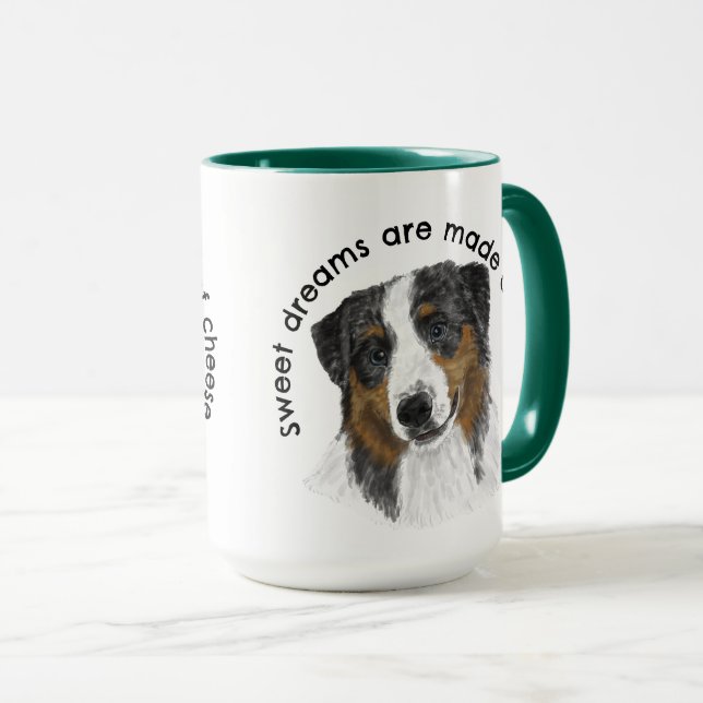 Australian Shepherd  Watercolor Personalised  Mug (Front Right)