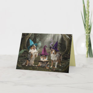 Australian Shepherd Witch Halloween Card