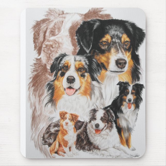 Australian Shepherd with Ghost Mouse Mat (Front)