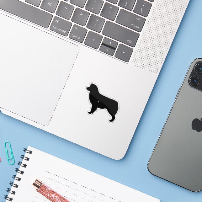 Australian Shepherd with Heart Black Silhouette (Laptop w/ iPhone)