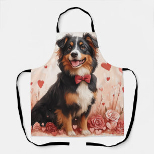 Australian Shepherd with Roses - Valentine's Day  Apron