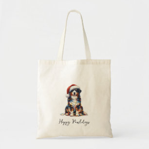 Australian Shepherd Wrapped in Christmas Light Tote Bag