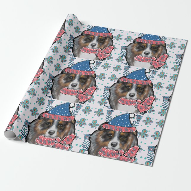 AUSTRALIAN SHEPHERD WRAPPING PAPER (Unrolled)