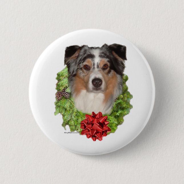 Australian Shepherd Wreath - Button (Front)