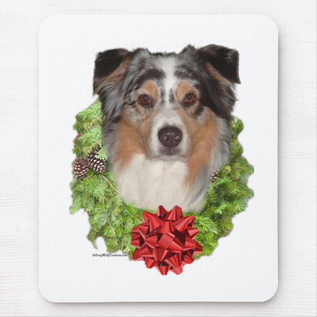 Australian Shepherd Wreath Mouse Mat (Front)