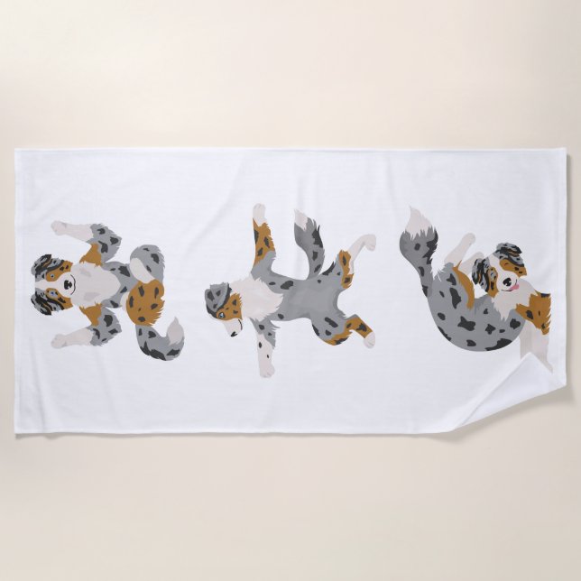 Australian shepherd yoga pose beach towel (Front)