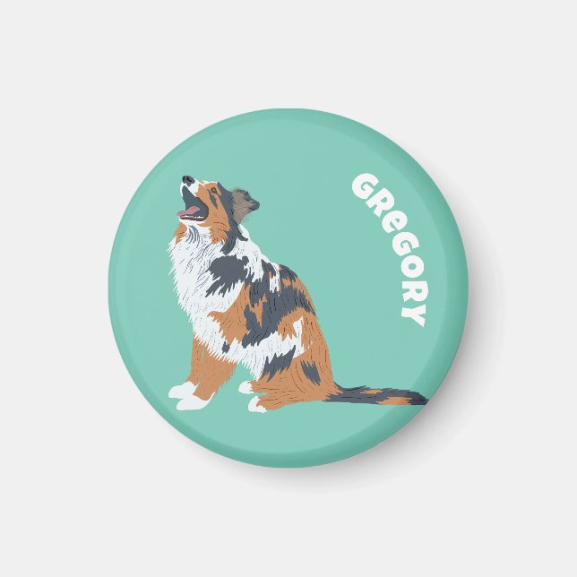 Australian Shepherds Aussie Dogs Personalised Magnet (Front)