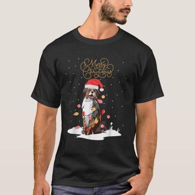 Australian Shepherds Merry Christmas Aussie Xmas C T-Shirt (Front)