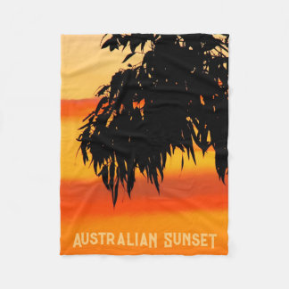 Australian Silhouette Sunset Sky Fleece Blanket