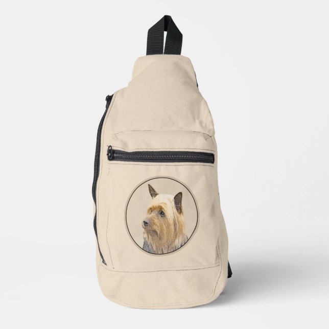 Australian Silky Terrier Painting Original Dog Art Sling Bag (Front)